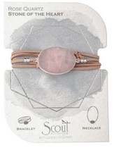 Load image into Gallery viewer, Suede Stone Wrap - Rose Quartz / Silver /Stone of the Heart  - Bracelet/Necklace