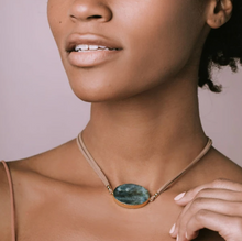 Load image into Gallery viewer, Suede Stone Wrap - Rose Quartz / Silver /Stone of the Heart  - Bracelet/Necklace