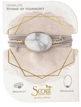 Load image into Gallery viewer, Suede Stone Wrap - Howlite /Gold /Stone of Harmony  - Bracelet/Necklace