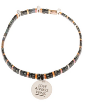 Load image into Gallery viewer, Good Karma Miyuki Charm Bracelet | Love Always Wins - Eclipse/Sparkle/Silver