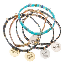 Load image into Gallery viewer, Good Karma Miyuki Charm Bracelet | Love Always Wins - Eclipse/Sparkle/Silver