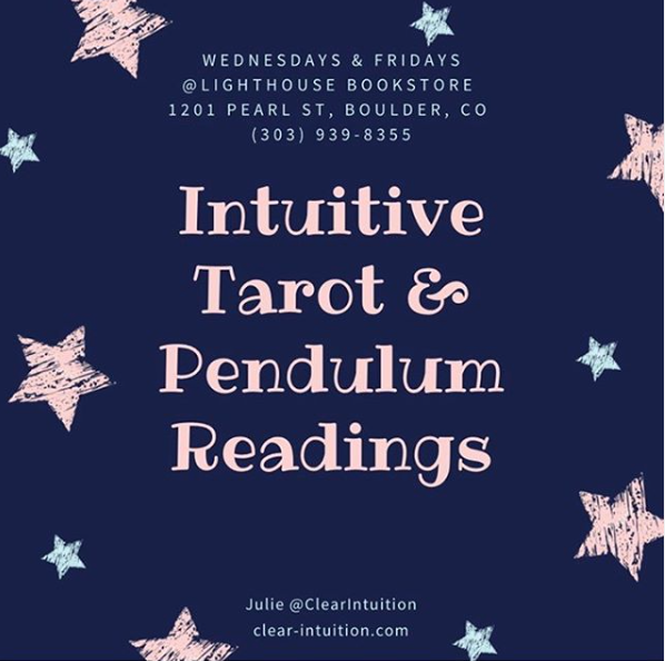 Intuitive Tarot and Pendulum Readings at Lighthouse Bookstore Today