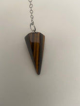 Load image into Gallery viewer, Tiger&#39;s Eye Gemstone Pointed Pendulum